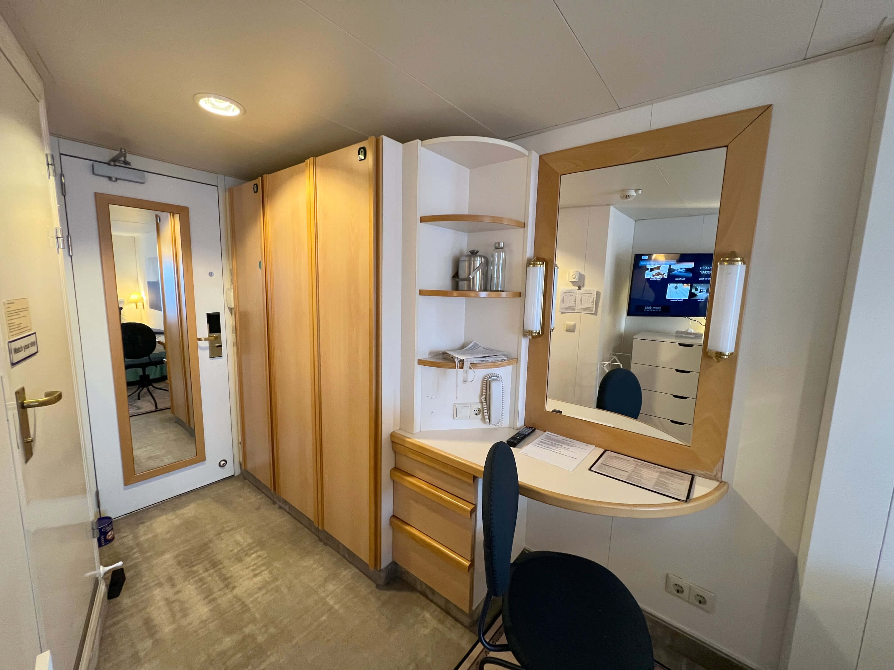 Desk and closets
