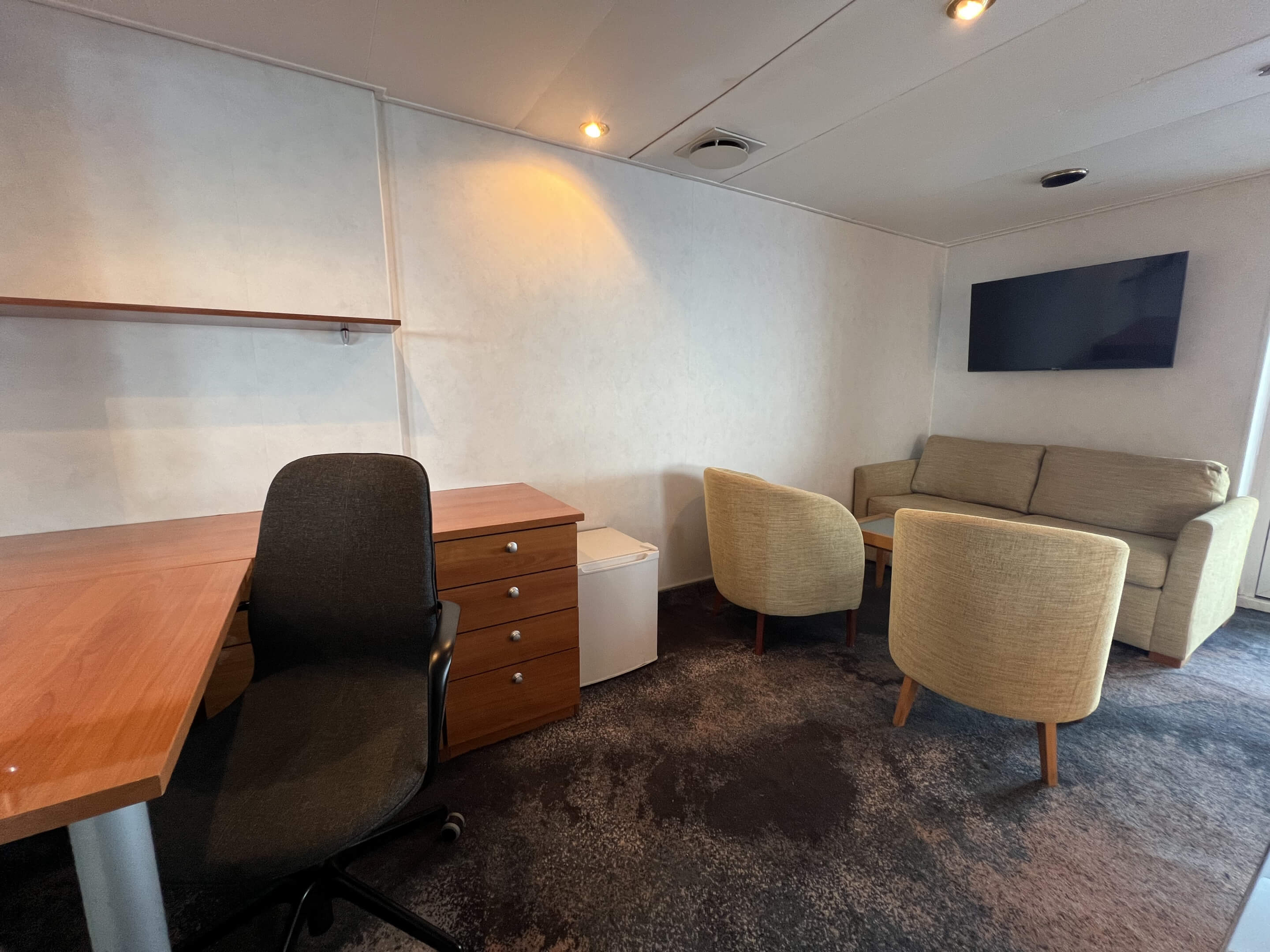 Desk and couch